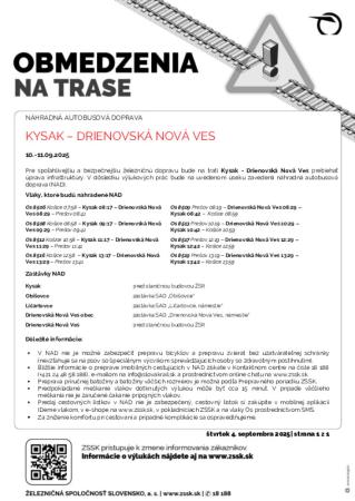 Výluka Kysak - Drienovská Nová Ves