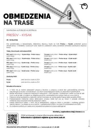 Výluky Prešov - Kysak 